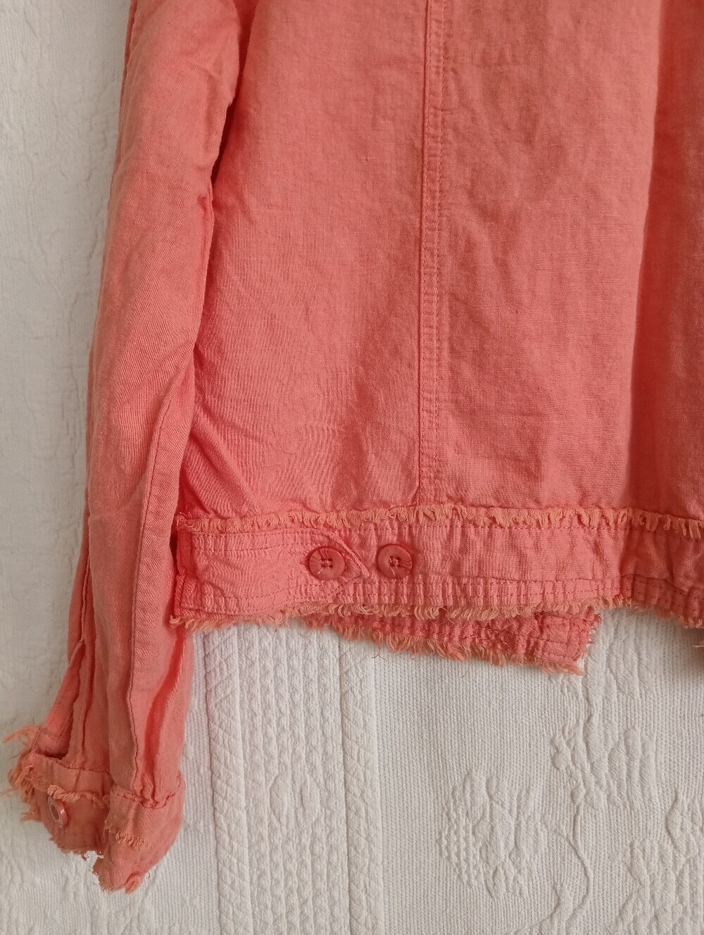 Colorado Logo Denim Jacket Coral Pink Frayed Edges Lightweight - Picture 11 of 13